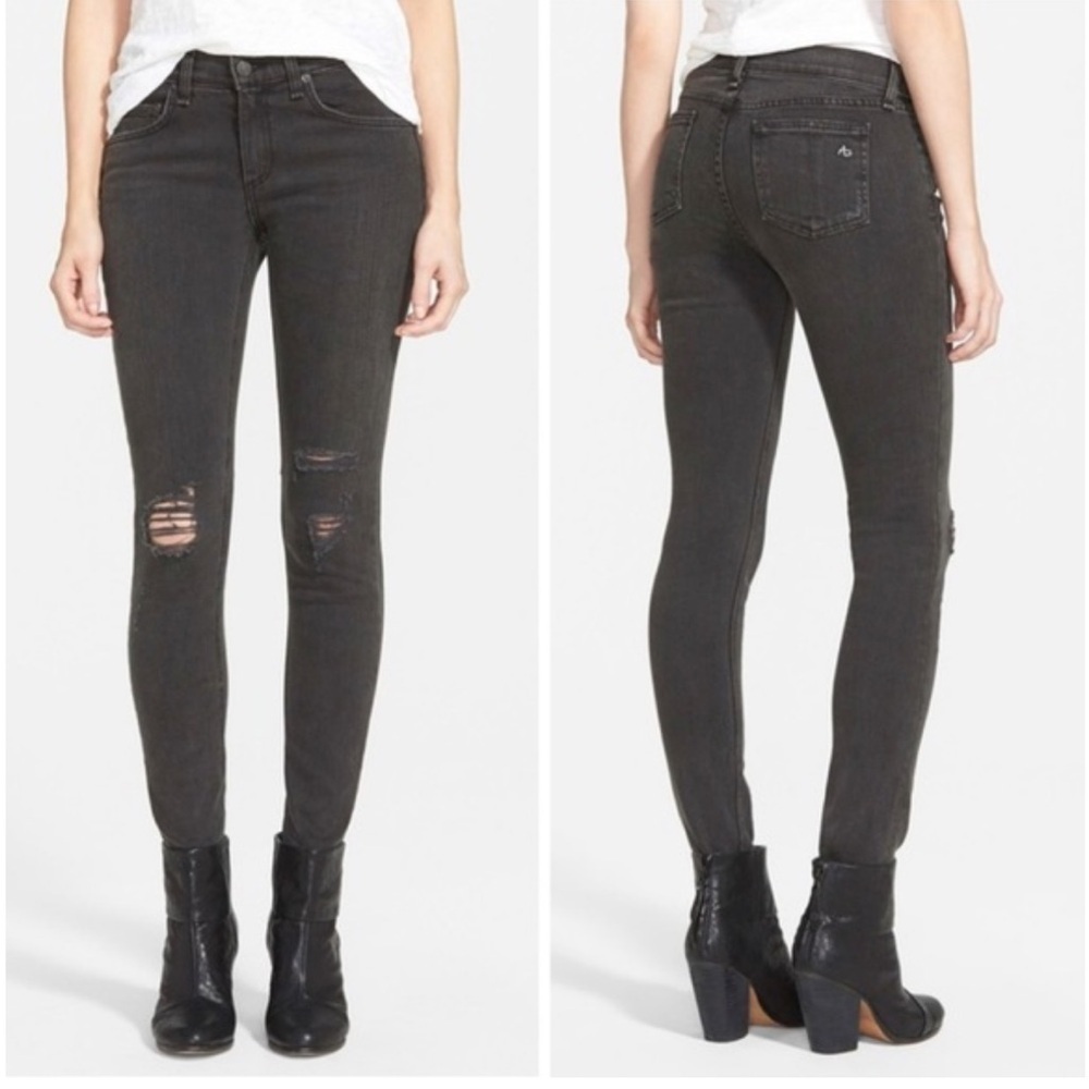 Rag & Bone rock with holes skinny black jean size 29